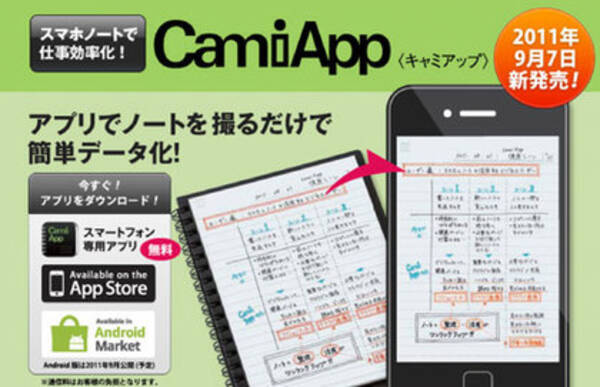 コクヨ 手書きノートをスキャンして共有できるiphoneアプリ Camiapp を公開 11年8月9日 エキサイトニュース