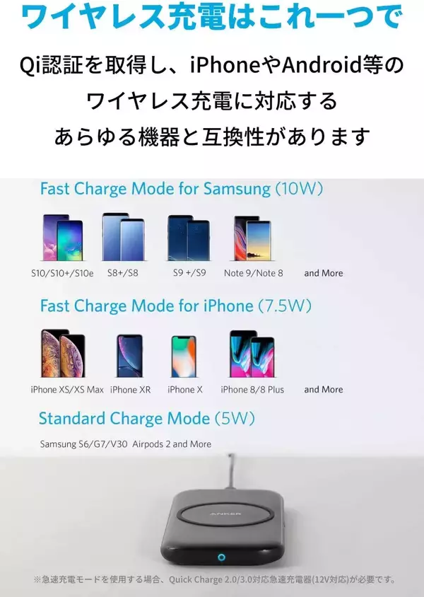 「【15%OFF】丸型より安定するワイヤレス充電器「Anker PowerWave Base Pad」がタイムセール中」の画像