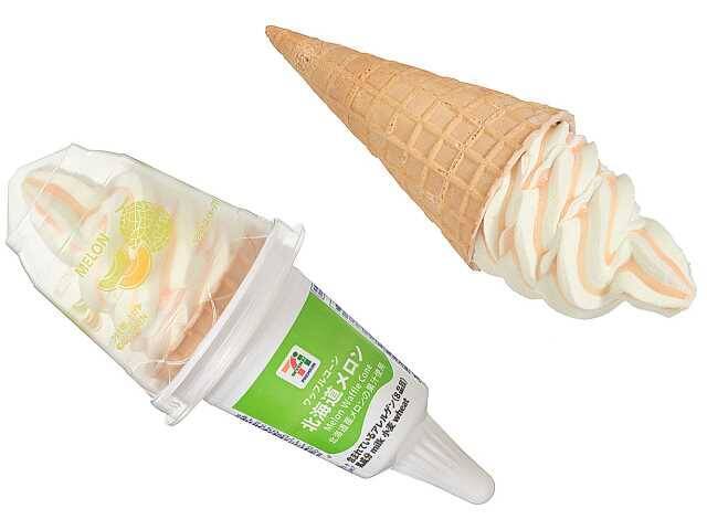 【セブン-イレブン】ひんやりスイーツでリフレッシュ！新作の７プレミアムのアイス3選「７プレミアム　ワッフルコーン　北海道メロン」は北海道産メロン果汁を使用！