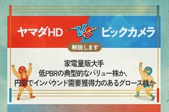 ヤマダHD vs ビックカメラ　家電量販大手 低PBRの典型的なバリュー株か、円安でインバウンド需要獲得力のあるグロース株か