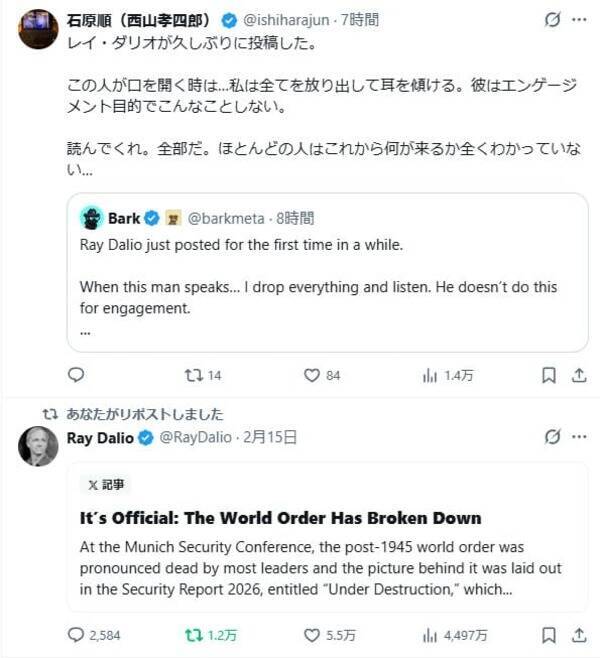 レイ・ダリオ：ビッグサイクルの第6段階と世界秩序の崩壊