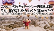 2026年秋 円キャリートレード徹底比較！9カ月保有したらいくらもうかった？～1位はトルコリラ円、意外に健闘のドル円、それでも豪ドル円が真の勝者と考える理由