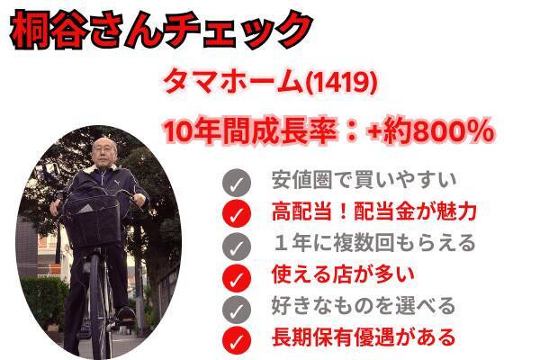 【桐谷さん厳選株主優待】値上がり率TOP5：10年で株価9倍！