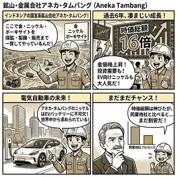 「インドネシアの鉱山会社アネカ・タムバングに割安感：ニッケル需要も追い風（西 勇太郎）」の画像