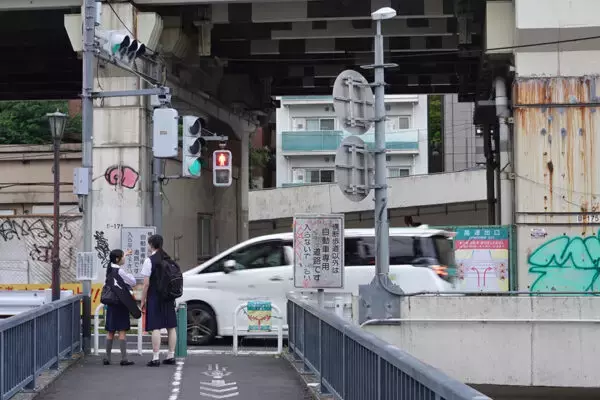 「ここ高速道路ですよ!? ランプのド真ん中を「横断歩道が分断」フツーに人が歩いてる… 街に溶け込んだ“高架下の異空間”」の画像