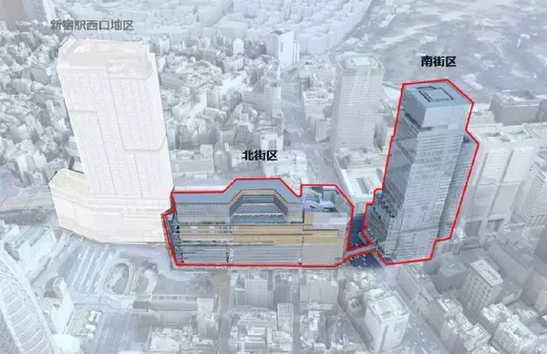新宿駅「西南口」再開発の全貌判明 京王線～新線新宿駅にビル2つ 甲州街道に横断デッキ