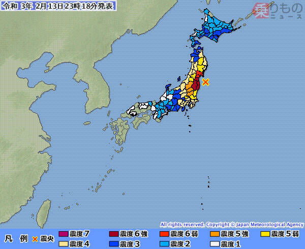 東北で強い地震 常磐線など運転見合わせ JR東日本 (2021年2月14日 