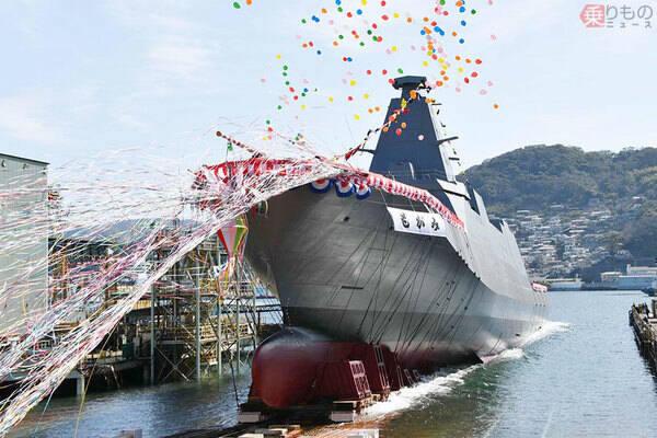 海自の最新鋭護衛艦「もがみ」進水 新たな多用途護衛艦のネームシップ