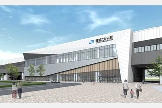 越前たけふ駅いよいよ姿現す！ 北陸新幹線の「コウノトリ新駅」近く外部足場解体