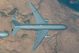 初の来日 航空自衛隊の新型機「KC-46A空中給油・輸送機」米子に到着