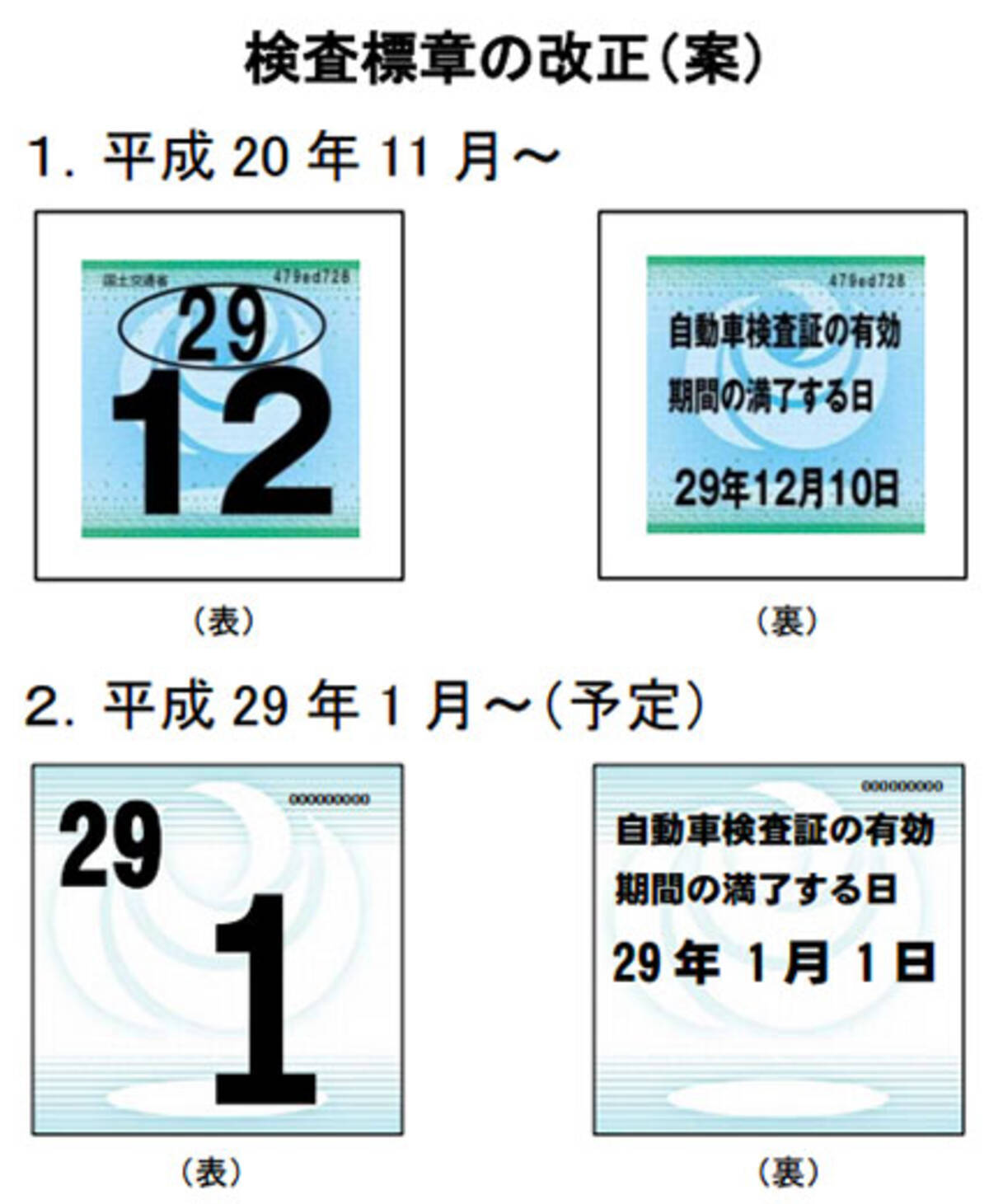 車検時期示す前面ガラスのステッカー 新デザイン案を発表 国交省 16年3月8日 エキサイトニュース