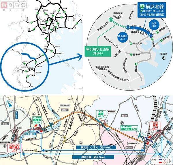 横浜市内最長トンネルに「スパゲティ」状態のJCT　3月開通、首都高横浜北線の全貌