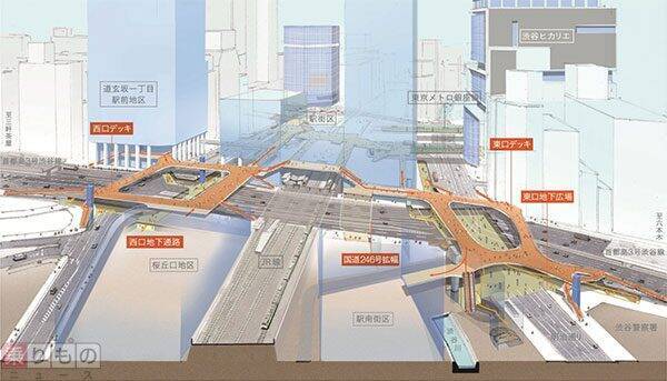 渋谷駅東口の歩道橋、架け替えへ　約30回の道路通行止めを計画
