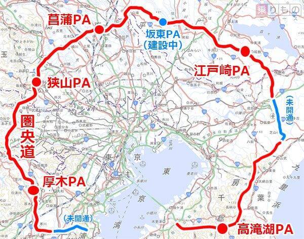 圏央道、全長300kmにSAなし　「PAだけ」のワケとは