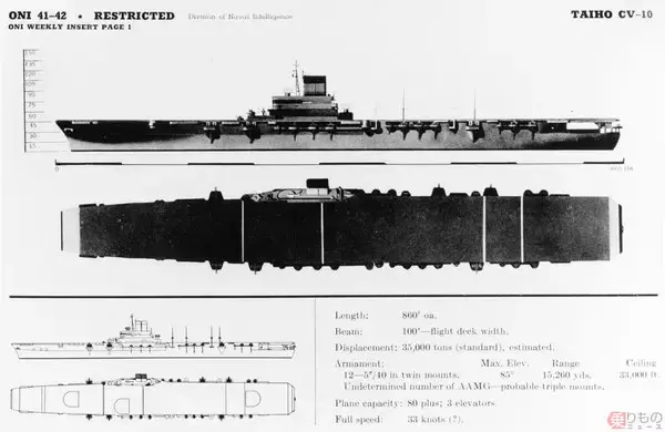 「重装甲空母「大鳳」はなぜ魚雷1発で沈んだ？ 「不沈」をうたわれた空母の一部始終」の画像