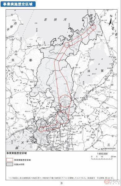 台風の予想進路図？ 北陸新幹線の敦賀～新大阪間、公表ルートが「大ざっぱ」な理由