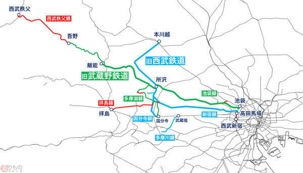 西武鉄道の路線 なぜ込み入ってる？ 125年前は「国分寺発本川越行き」だった