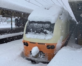 雪に埋まる電車、倒木も 「JR信越エリア」あす20日も午前～終日運休発生へ