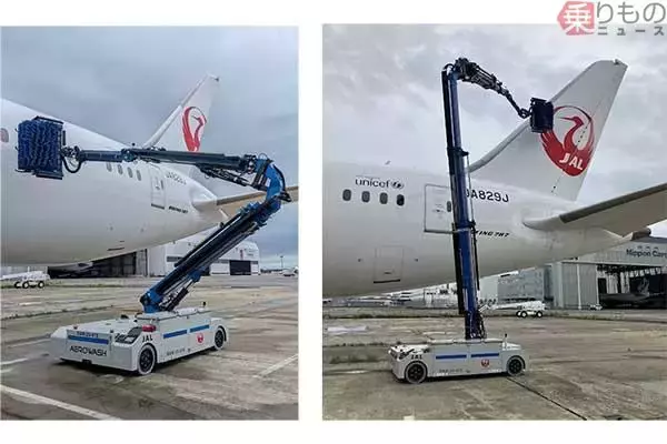 伝説の「ジャンボ機丸洗い」の夢、再び!? JAL「機体洗浄ロボ」国内初導入 「超効率的じゃん…」スゴい能力の全貌とは
