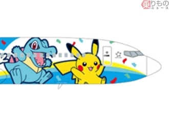 ついに来た！ ANA「ポケモンジェット」3号機は“真っ青”デザイン！ ピカチュウと仲間たちが空へ、空港もスゴいことに…！