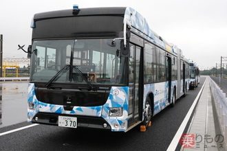 JR西が開発する「自動運転・隊列走行BRT」いよいよ公道で実証へ 鉄道→バスの布石に？ 隊列組むと超長い！