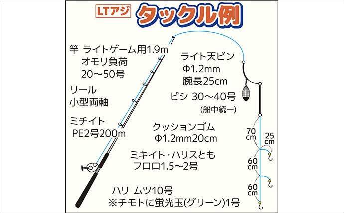 東京湾の午前LTアジ釣り便でトップ45尾キャッチ！【神奈川】家族連れも連発で大盛況