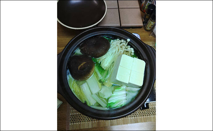 「贅沢すぎる釣り魚鍋になっちゃった！」 食材確保のロックゲームでクエにチャイロマルハタ手中