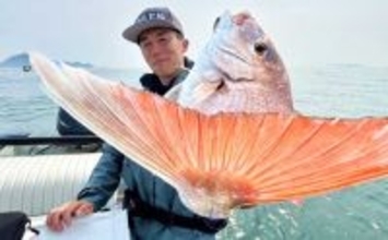 伊勢湾タイラバゲームでマダイ5匹キャッチ【愛知】赤色の細カーリーのネクタイに好反応