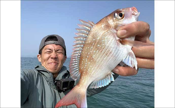 伊勢湾タイラバゲームでマダイ5匹キャッチ【愛知】赤色の細カーリーのネクタイに好反応