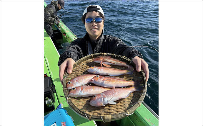 アマダイ釣りは多彩なゲストとの出会いが面白い！【ちがさき丸】本命5匹に多彩なゲスト登場