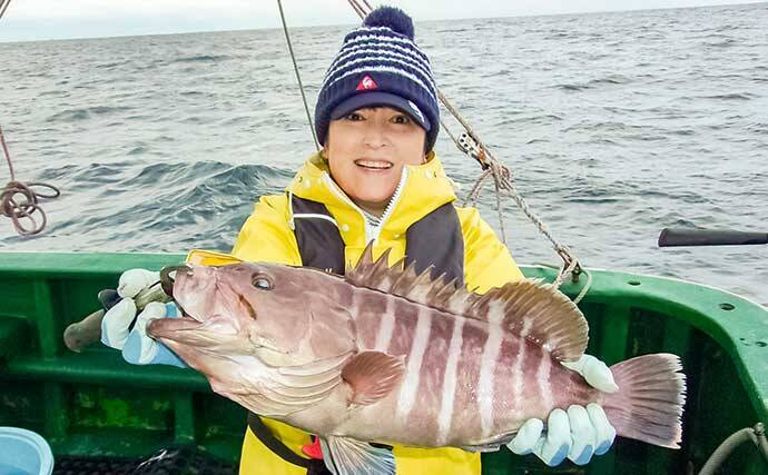 「4kg級も浮上！」外房大原沖の泳がせ釣りで2kg級主体にマハタ全員安打【千葉】