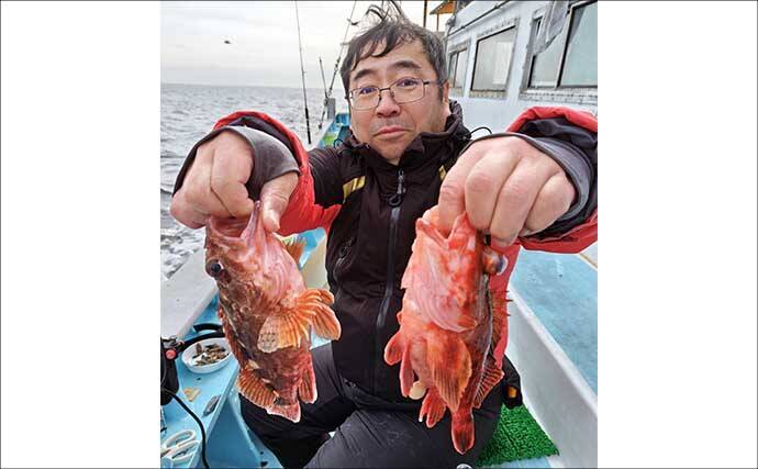 船カサゴ釣りで27匹と好調！【愛知・第二武丸】3連掛けも達成