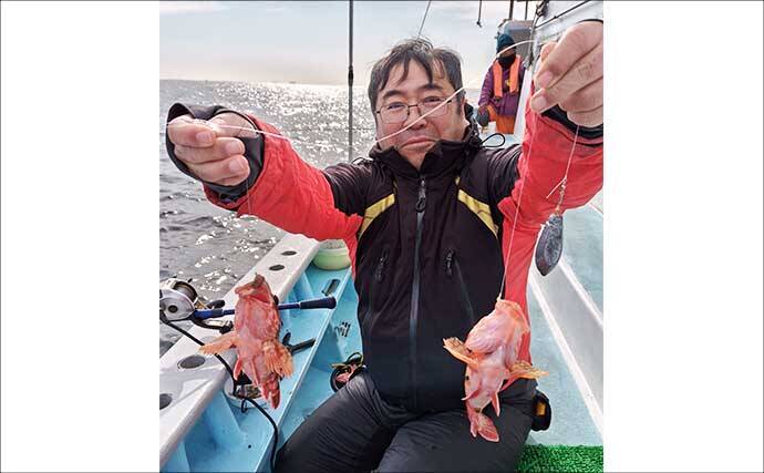 船カサゴ釣りで27匹と好調！【愛知・第二武丸】3連掛けも達成