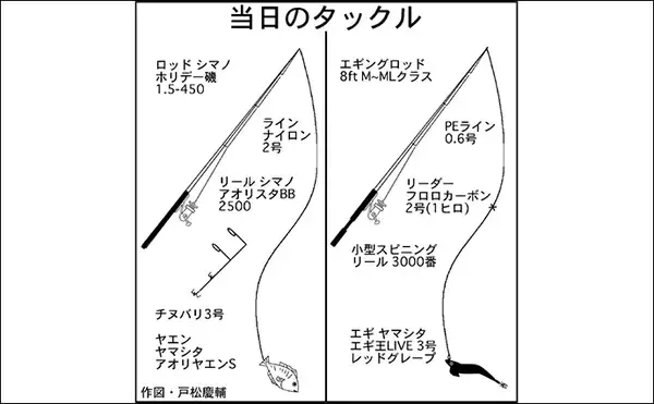 「イカダからヤエン釣りとエギングでアオリイカを狙う【三重】両釣法合わせて8匹をキャッチ」の画像