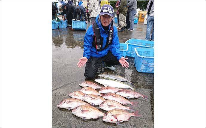 海上釣り堀でマダイ11匹にヒラマサ＆カンパチ　青物連続バラしに苦戦