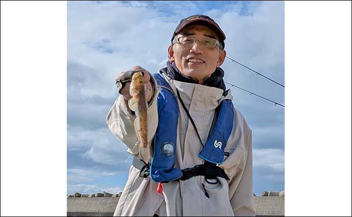 冬の堤防ちょい投げ釣りで21cmに20cmと大型マハゼをキャッチ【石川・滝港マリーナ】