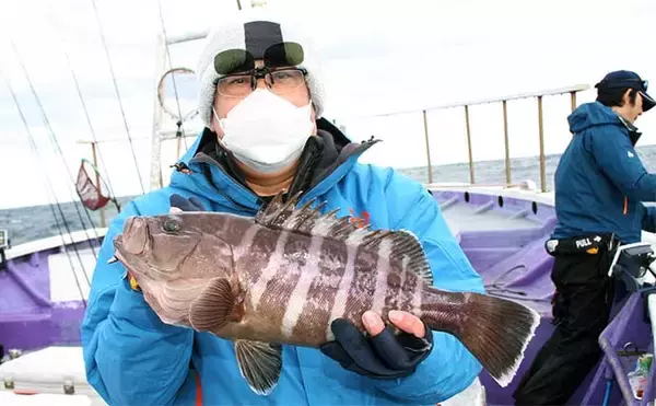 「外房のテンヤマダイ釣りで好ゲストのマハタ手中【つる丸】 本命マダイは6尾」の画像