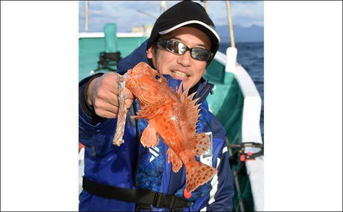 中深海の根魚五目釣りで50cm級頭に良型ウッカリカサゴが連発【三重・なぎさ丸】