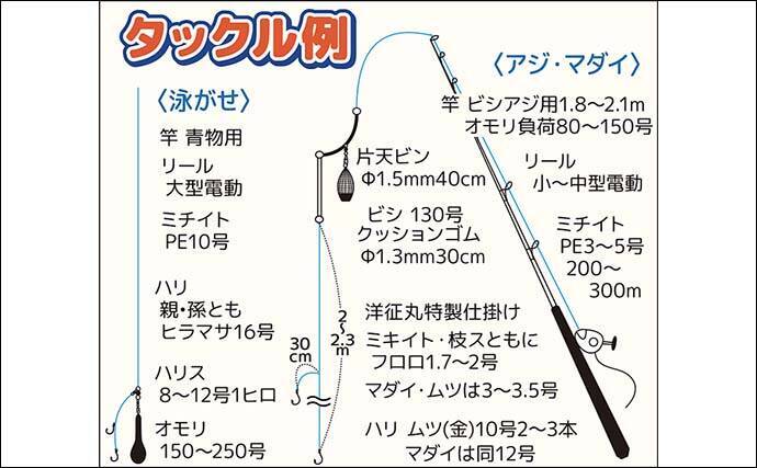 相模湾の沖五目釣りでアジ11～39尾に2.4kgマダイ手中【洋征丸】カンパチ・マハタ・クロムツも登場