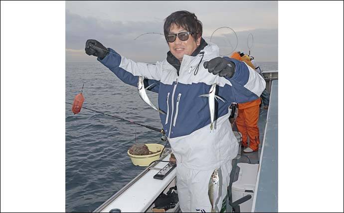 相模湾の沖五目釣りでアジ11～39尾に2.4kgマダイ手中【洋征丸】カンパチ・マハタ・クロムツも登場