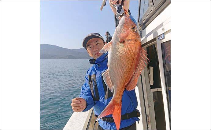 タイラバ＆ジギング釣行で良型マダイにブリにシーバス好捕【福井・HOZAN】