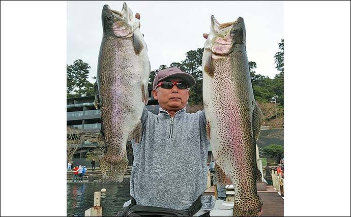 芦ノ湖ボートフライフィッシングで65cm筆頭にニジマス13尾キャッチ【神奈川】