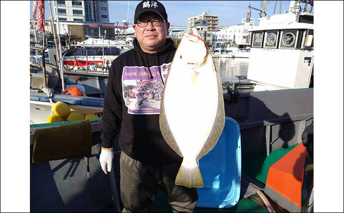 福岡・相島沖の落とし込み釣りで70cm超えヒラメ手中　仕掛け取り付けが明暗を分けた