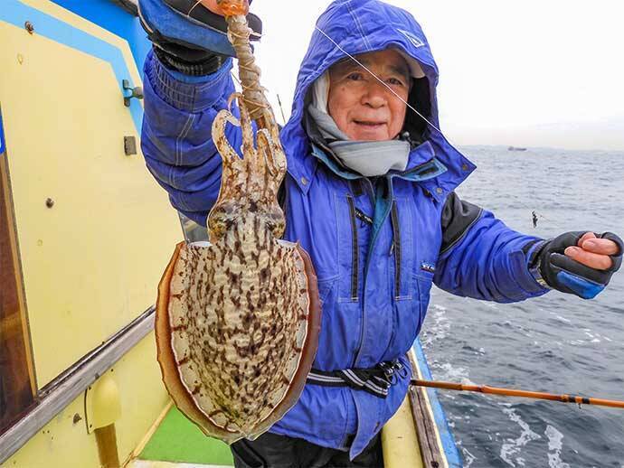 東京湾シャコテンヤ釣りで600g筆頭に船中TOPスミイカ5尾【新明丸】　ゲストはトラフグ