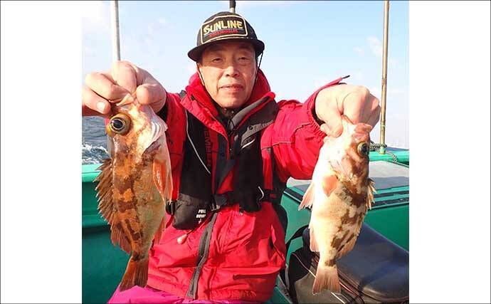 日立沖のオキメバル釣りで好ゲスト混じりで本命手中【茨城】