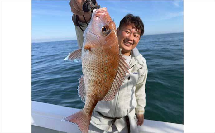 【沖釣り釣果速報】玄界灘のタイラバで良型マダイ連発！60cm級交じり船中43尾と爆釣（福岡）