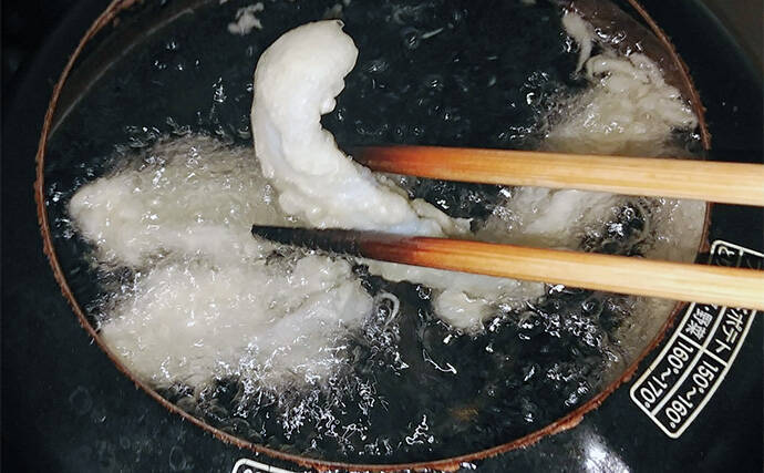 釣った魚で作る「ビールのあて」レシピ：セイゴのサクッと揚げ　市販の天ぷら粉でOK