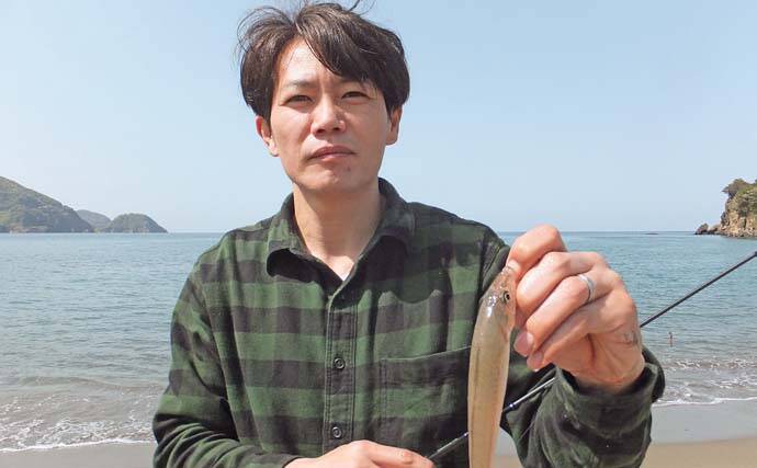 仁科海岸での投げ釣りで15cm頭にシロギス10尾【静岡】本格シーズンも間近か