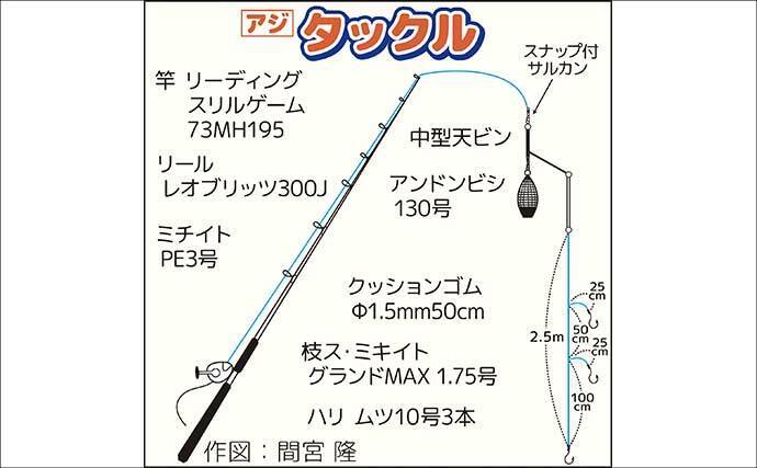 東京湾走水のビシアジ釣りで40cm超え大型アジキャッチ成功！ 降雪による食い渋りに苦戦