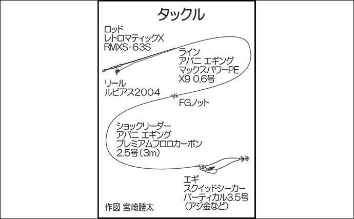 唐津沖のティップランエギングで1kg超アオリイカ手中【佐賀】無風コンディションを攻略